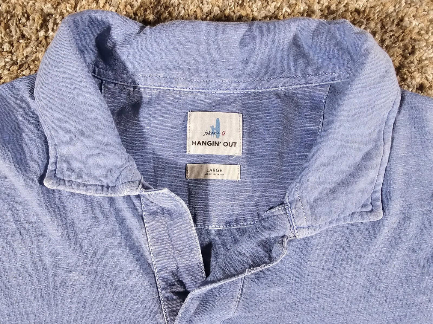 Johnnie O Blue Short Sleeve Golf Casual Open Polo Mens Sz L