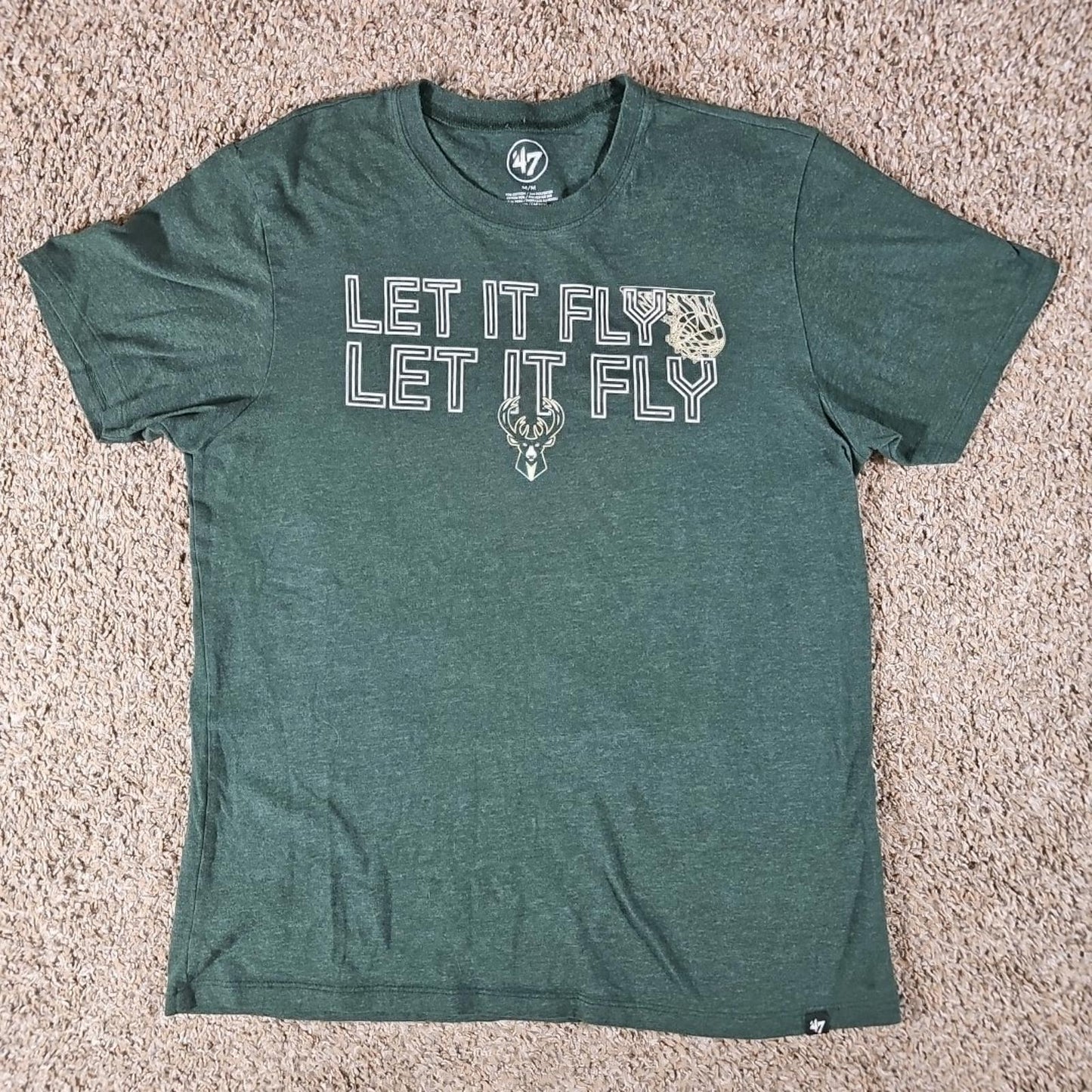 Milwaukee Bucks TSHIRT (Medium) "Let it Fly" GREEN '47