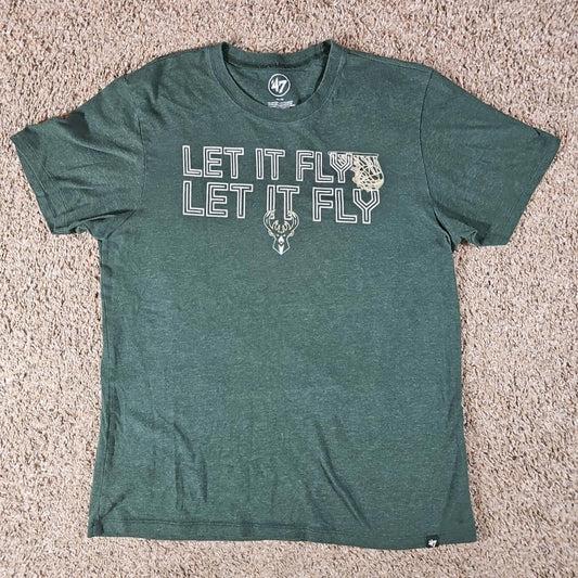 Milwaukee Bucks TSHIRT (Medium) "Let it Fly" GREEN '47