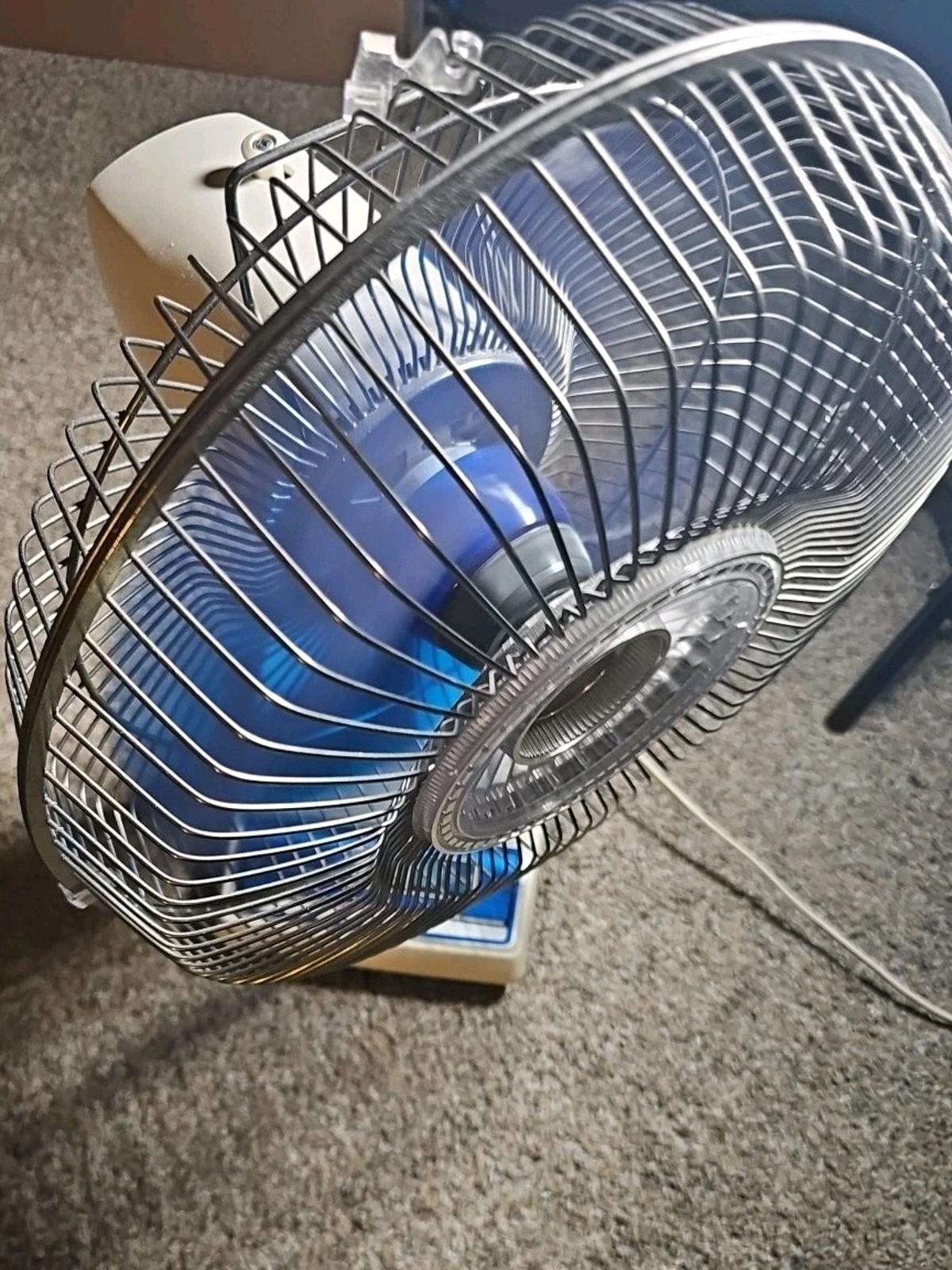 Vintage Galaxy 12" 3 Speed Oscillating Fan Blue Blade Tested!