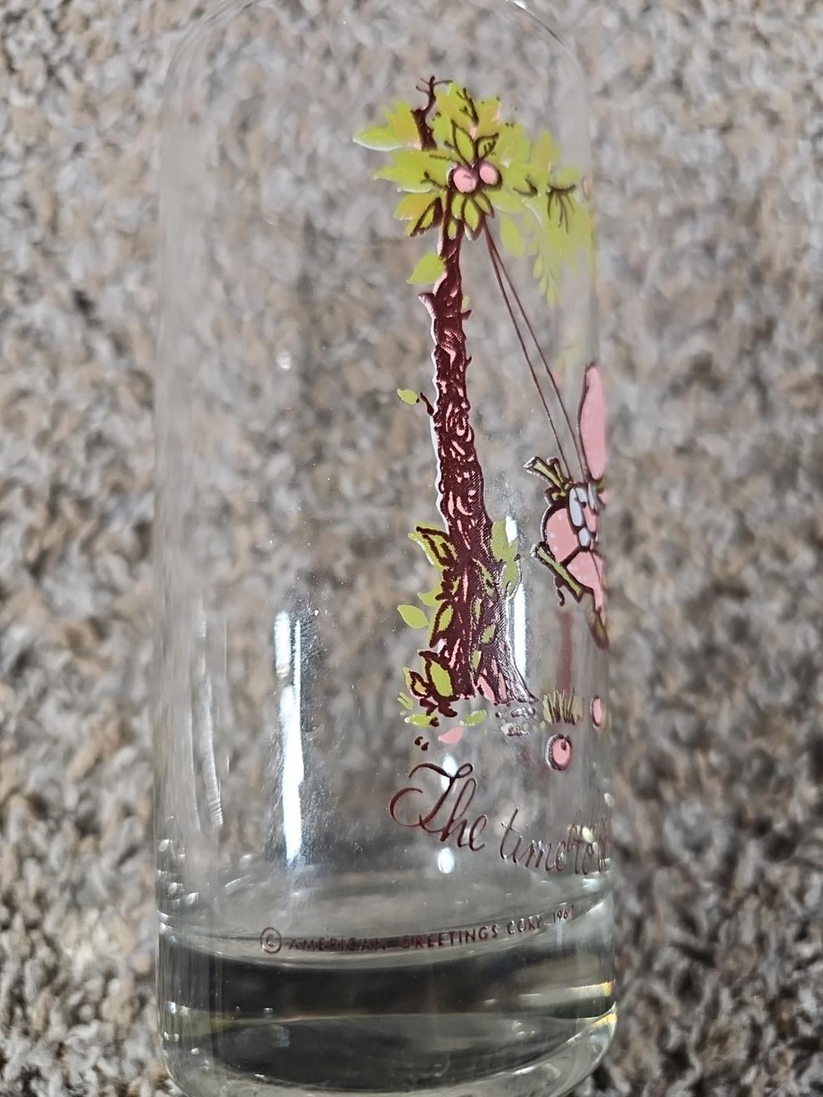 Vintage 1967 Holly Hobbie American Greetings 5.5" Glass The Time to be Happy