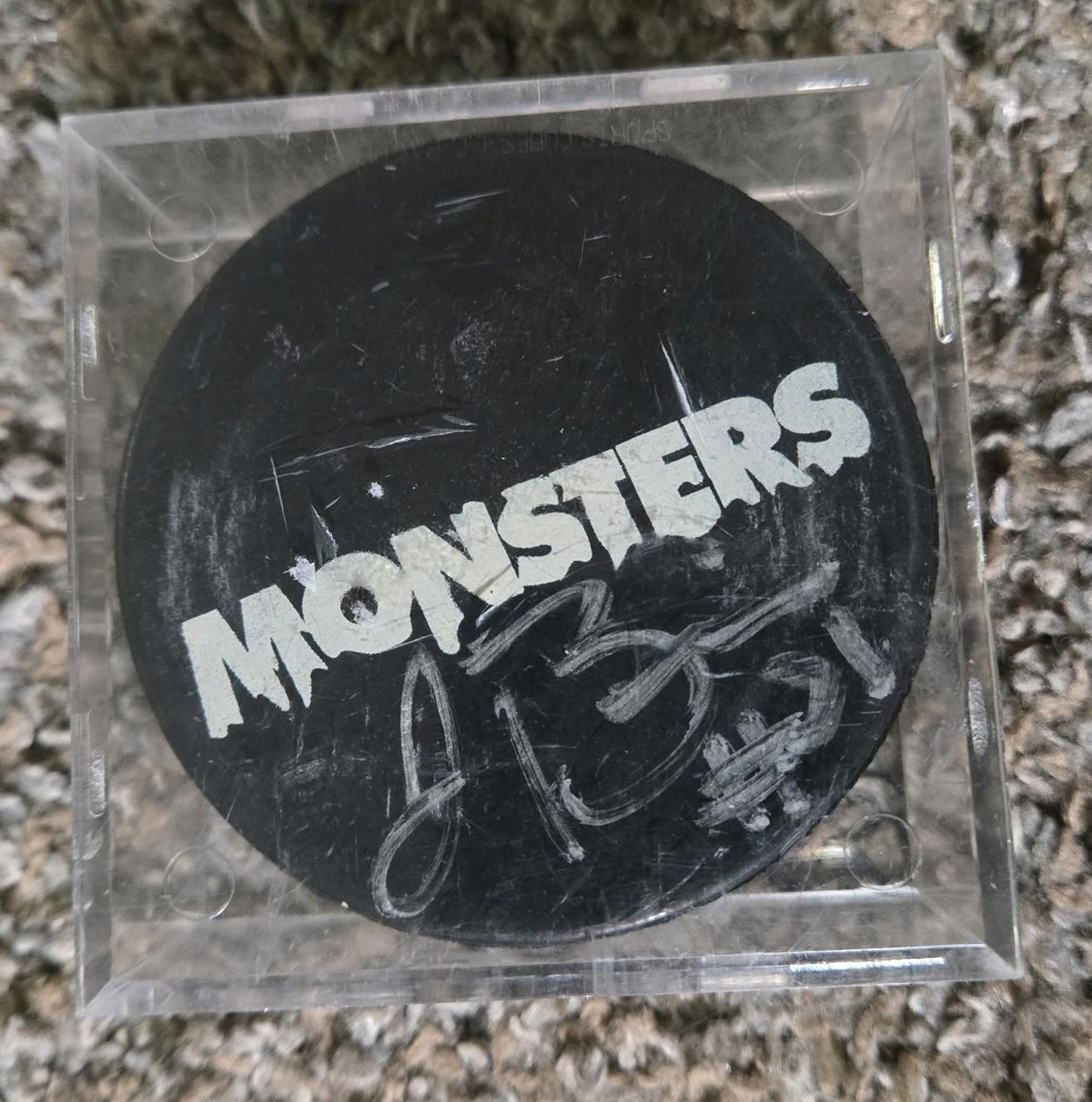 Nestle Crunch Madison MONSTERS hockey puck Autographed Signed