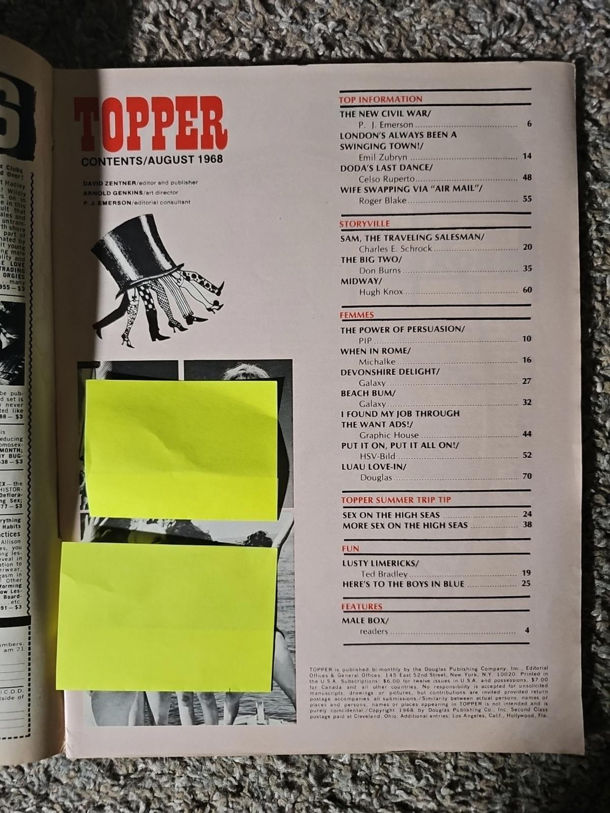 Topper mens magazine August 1968