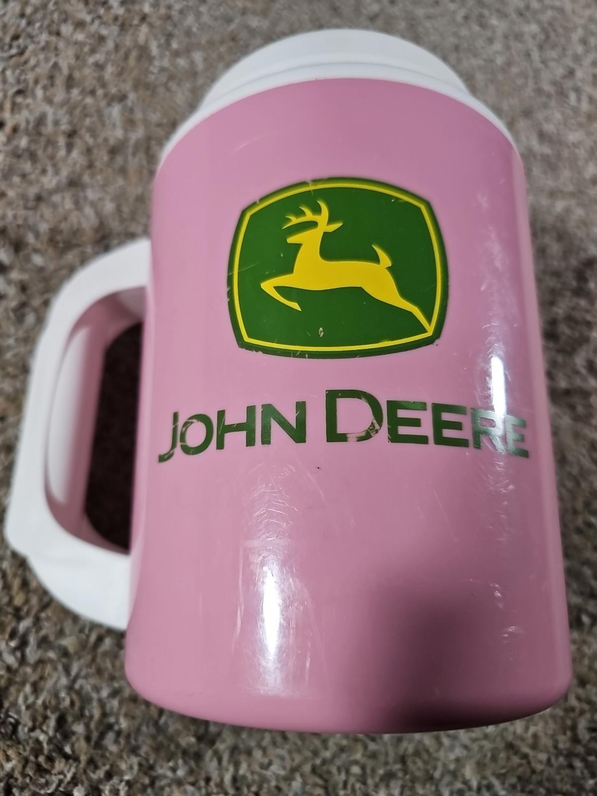 Large Vintage John Deere Super Insulated Travel Mug by Thermo-Serv USA Pink