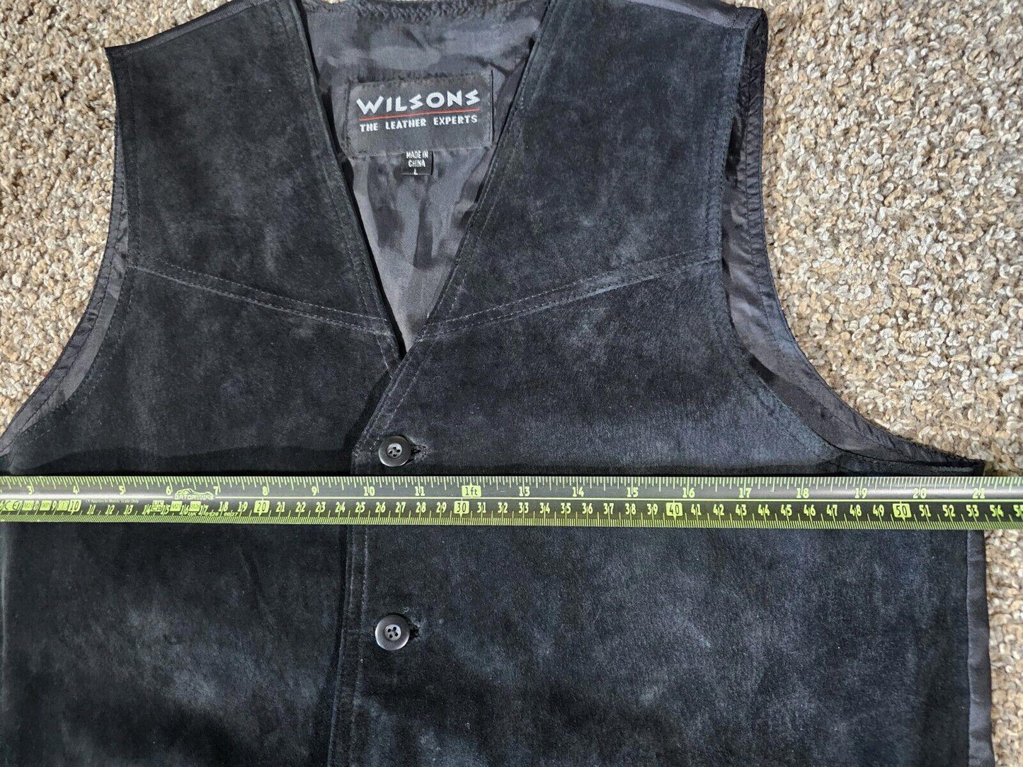 Wilsons The Leather Experts Men L Black Suede Leather Button