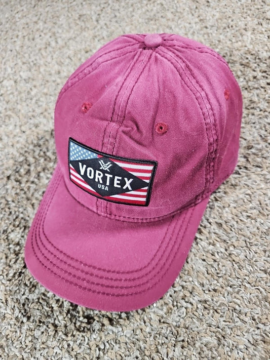 Vortex Optics Dad Flag USA Burgandy Wine Mens Strapback Hat