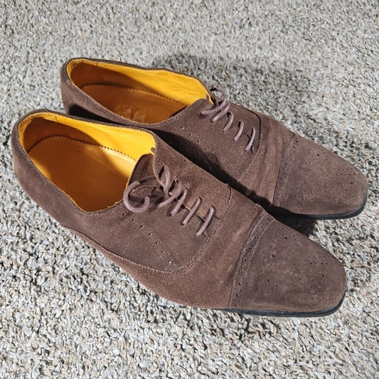 Undandy Genuine Leather Brown Wingtip Shoes Sz 46