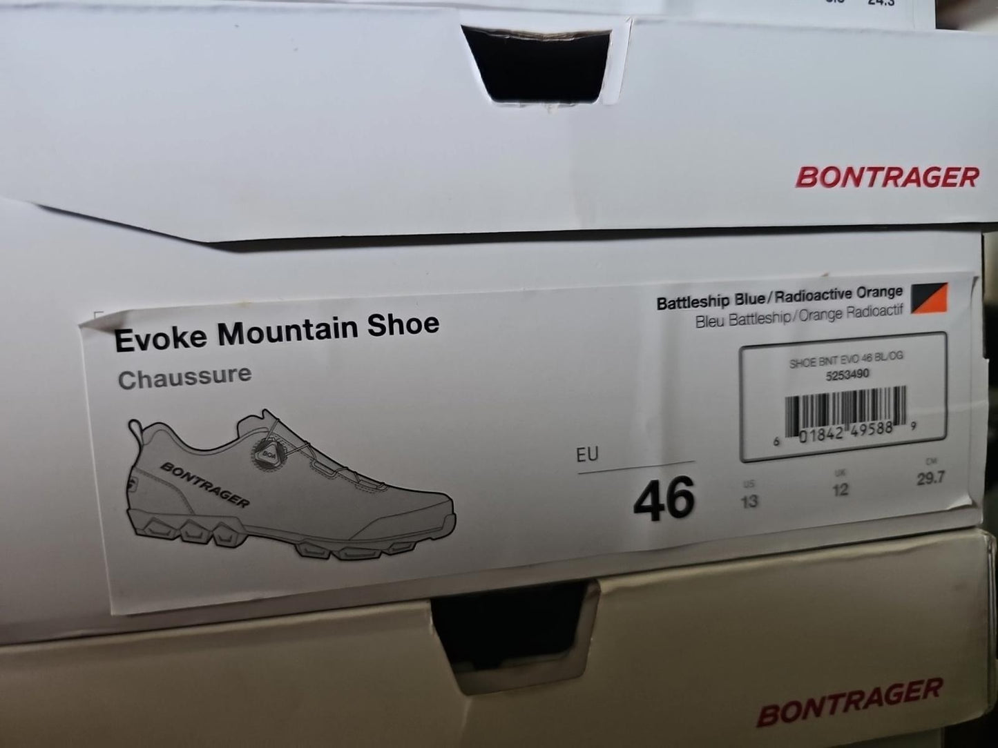 Bontrager Evoke Mountain Bike Shoe US13EU46 Blue/Orange TREK
