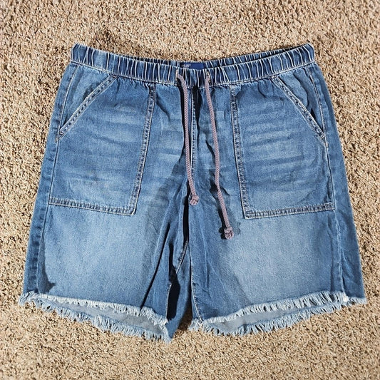 Project Indigo Sz L Denim Drawstring Shorts