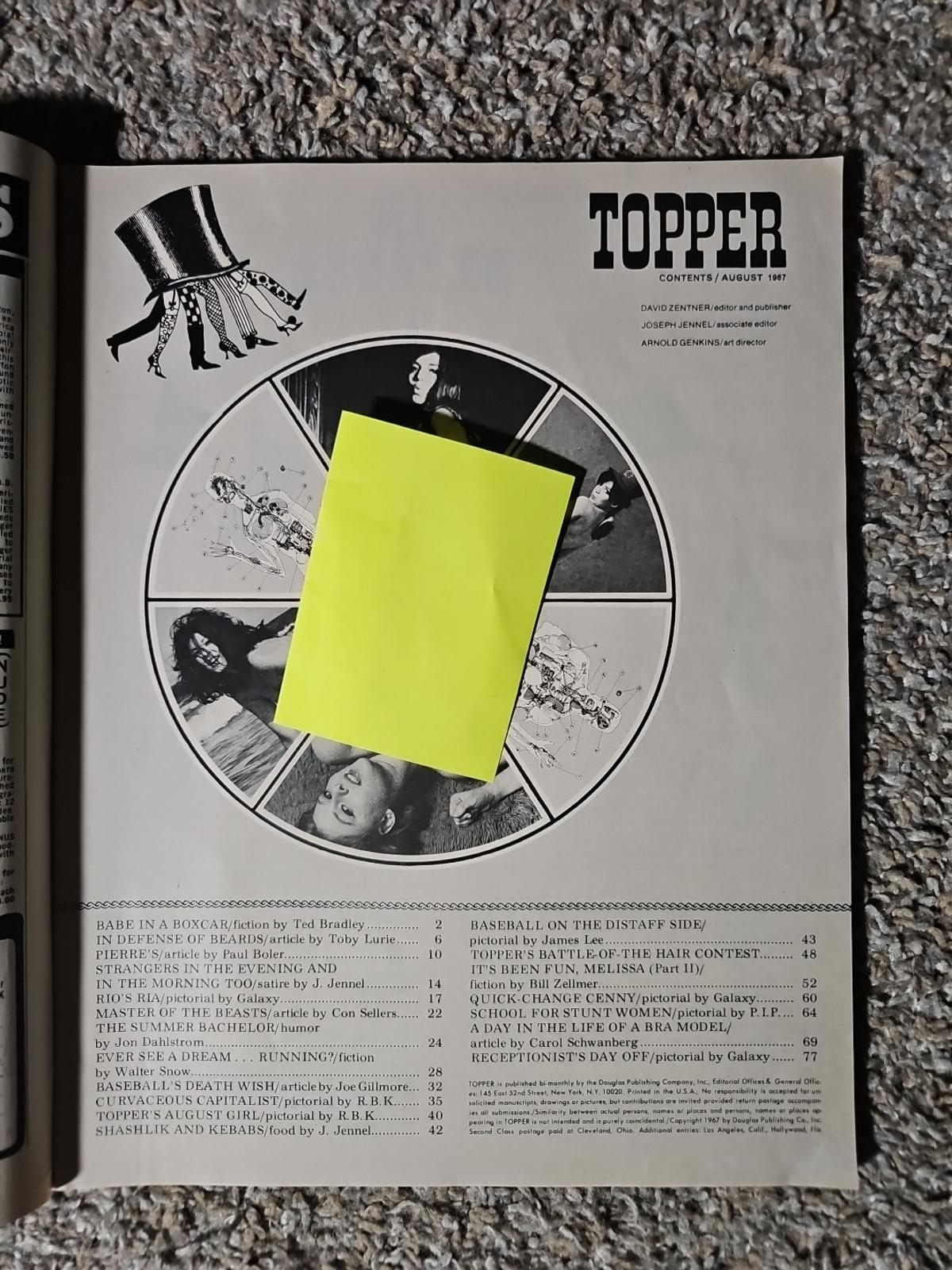 TOPPER Mens MAGAZINE Vintage AUGUST 1967