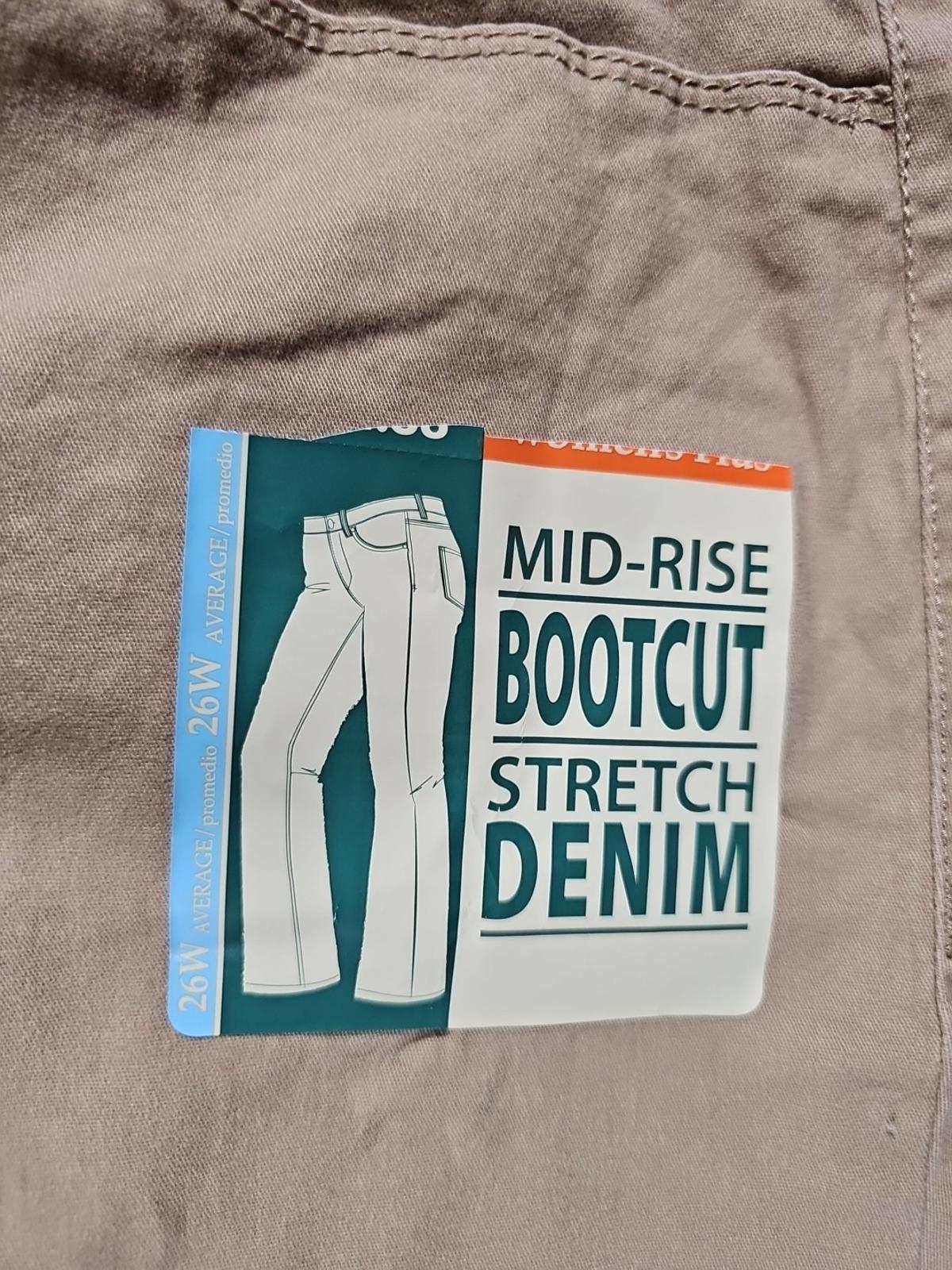 Faded Glory 26W NWT Khaki Bootcut Denim Midrise Jeans