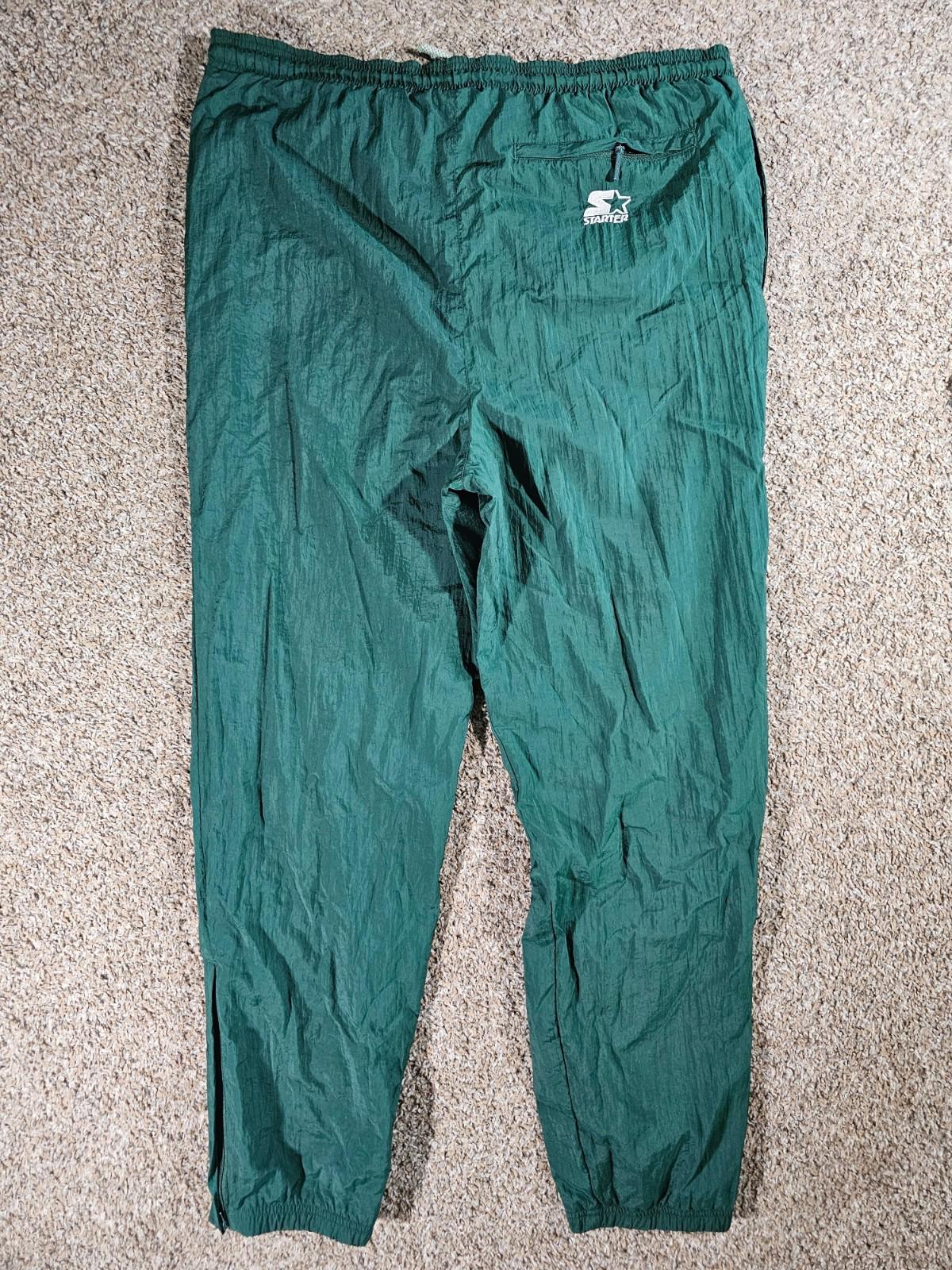 Starter Green Bay Packers Track Windbreaker Pants Ankle Zip