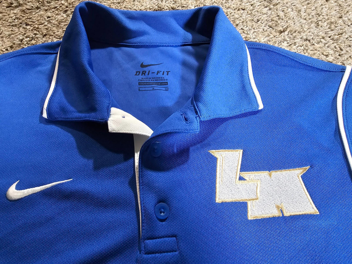 Nike Golf Dri-Fit Polo Shirt Mens S Blue Golf Breathable LM