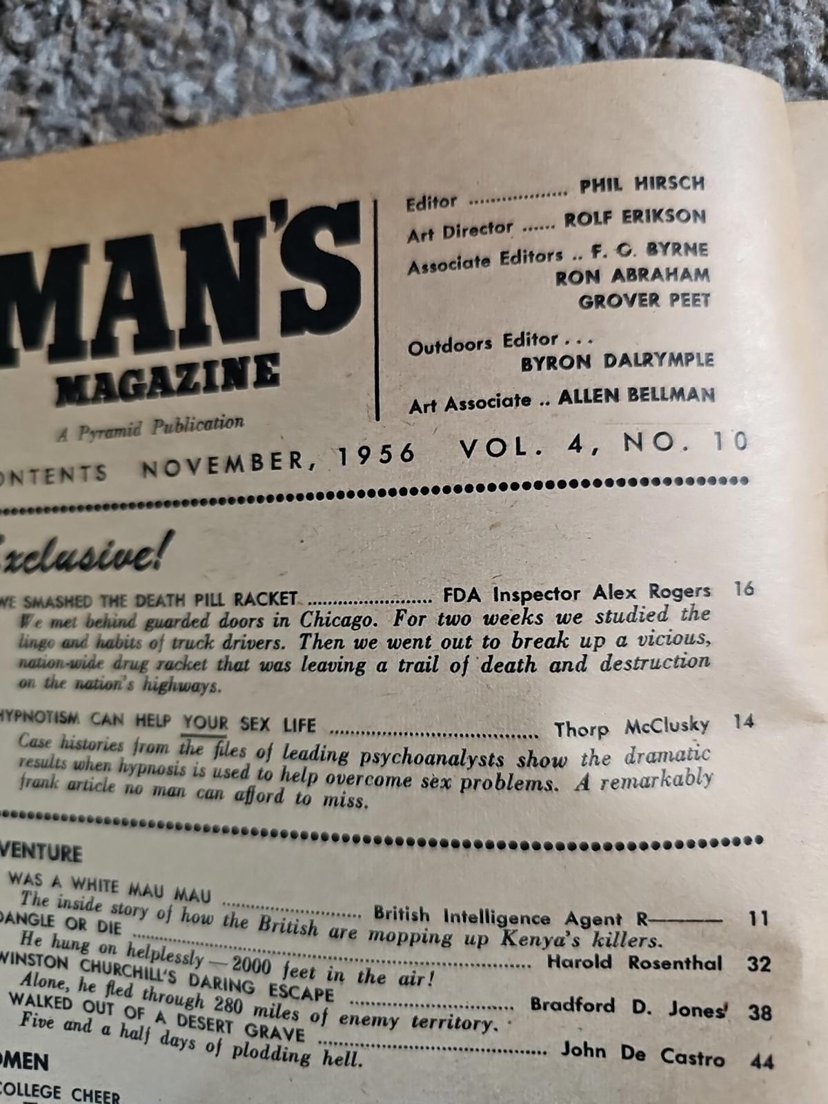 Man’s Magazine Dangle or Die Winston Churchill’s Daring Escape Nov 1956