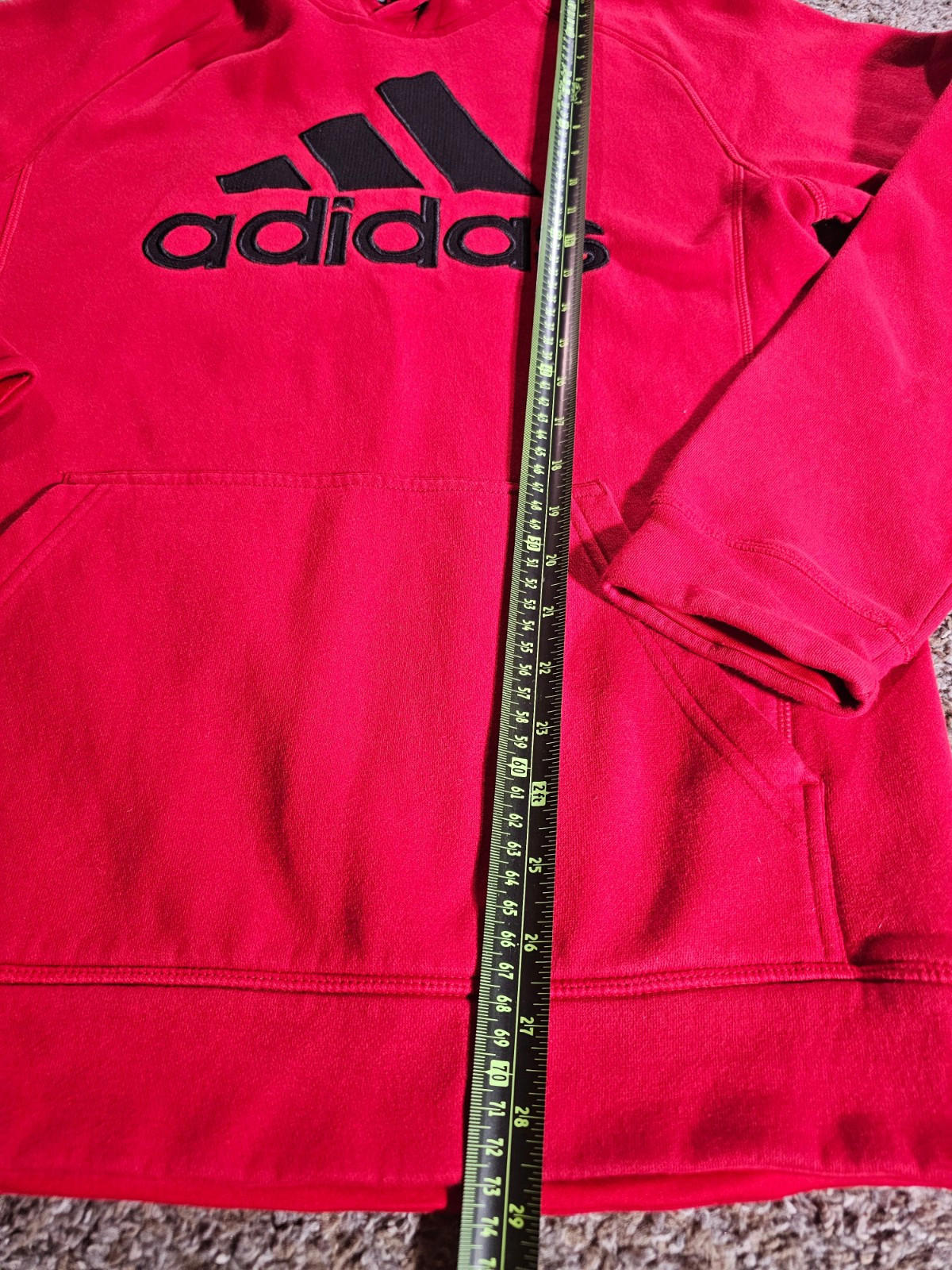 Adidas Hoodie Mens S Red Logo Graphic Pullover Sweatshirt
