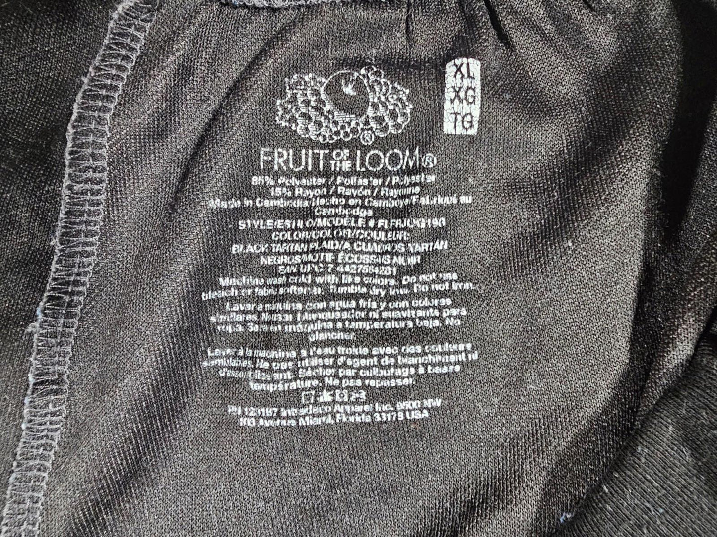 fruit of the loom XL plaid drawstring lounge pants