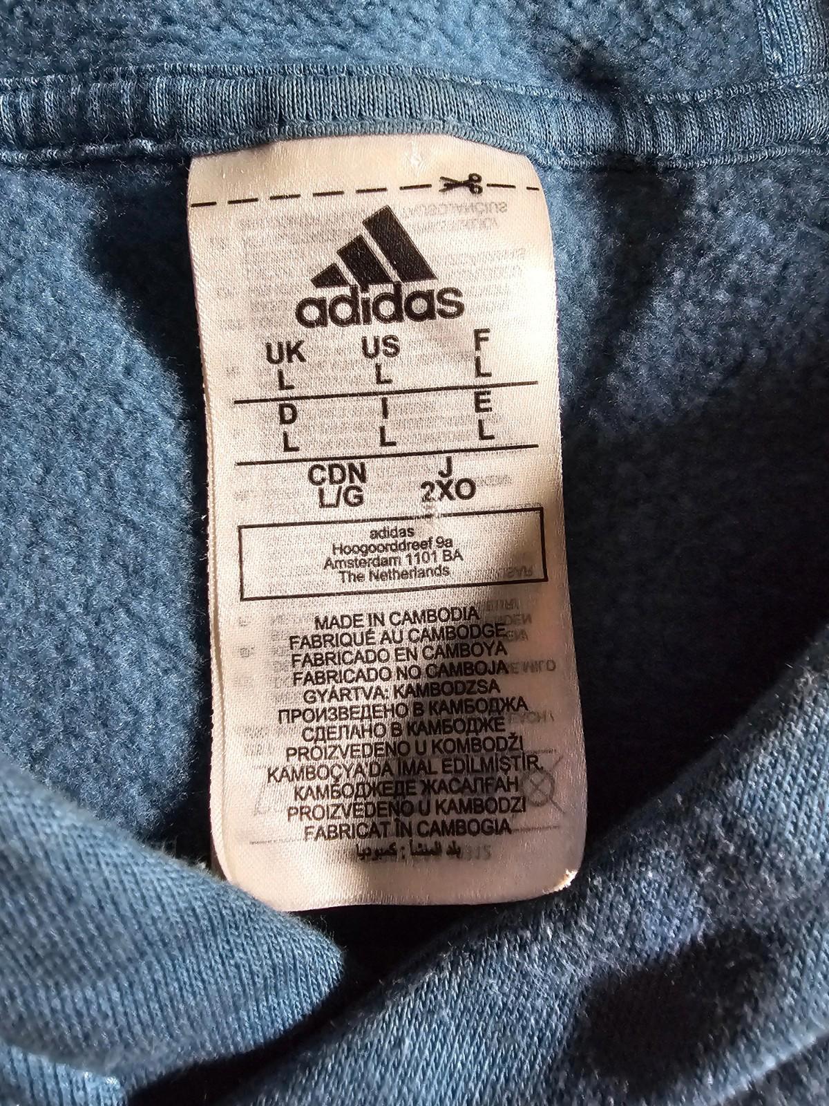 Adidas All Over Print blue Pullover Hoodie Sweatshirt Mens L