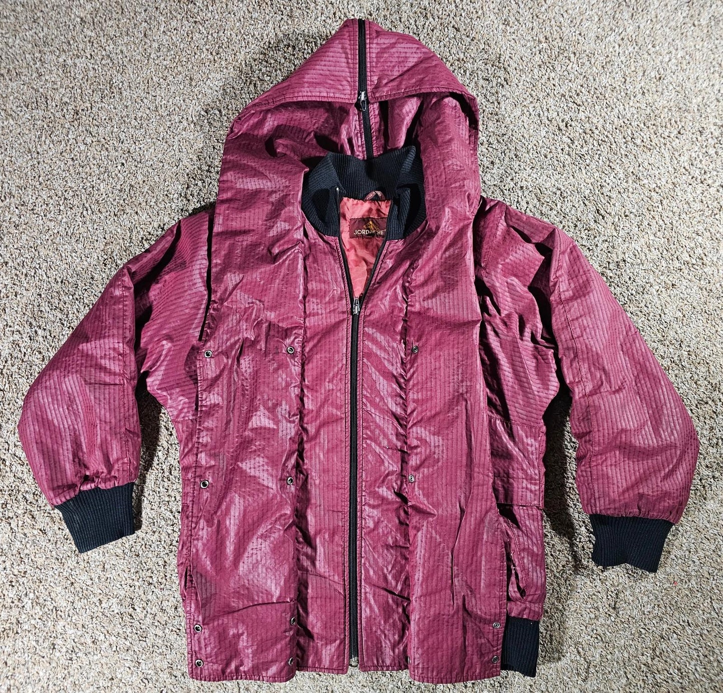 Jordache Hooded Coat Wine Red M Fullzip