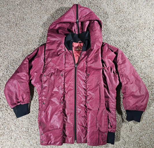 Jordache Hooded Coat Wine Red M Fullzip