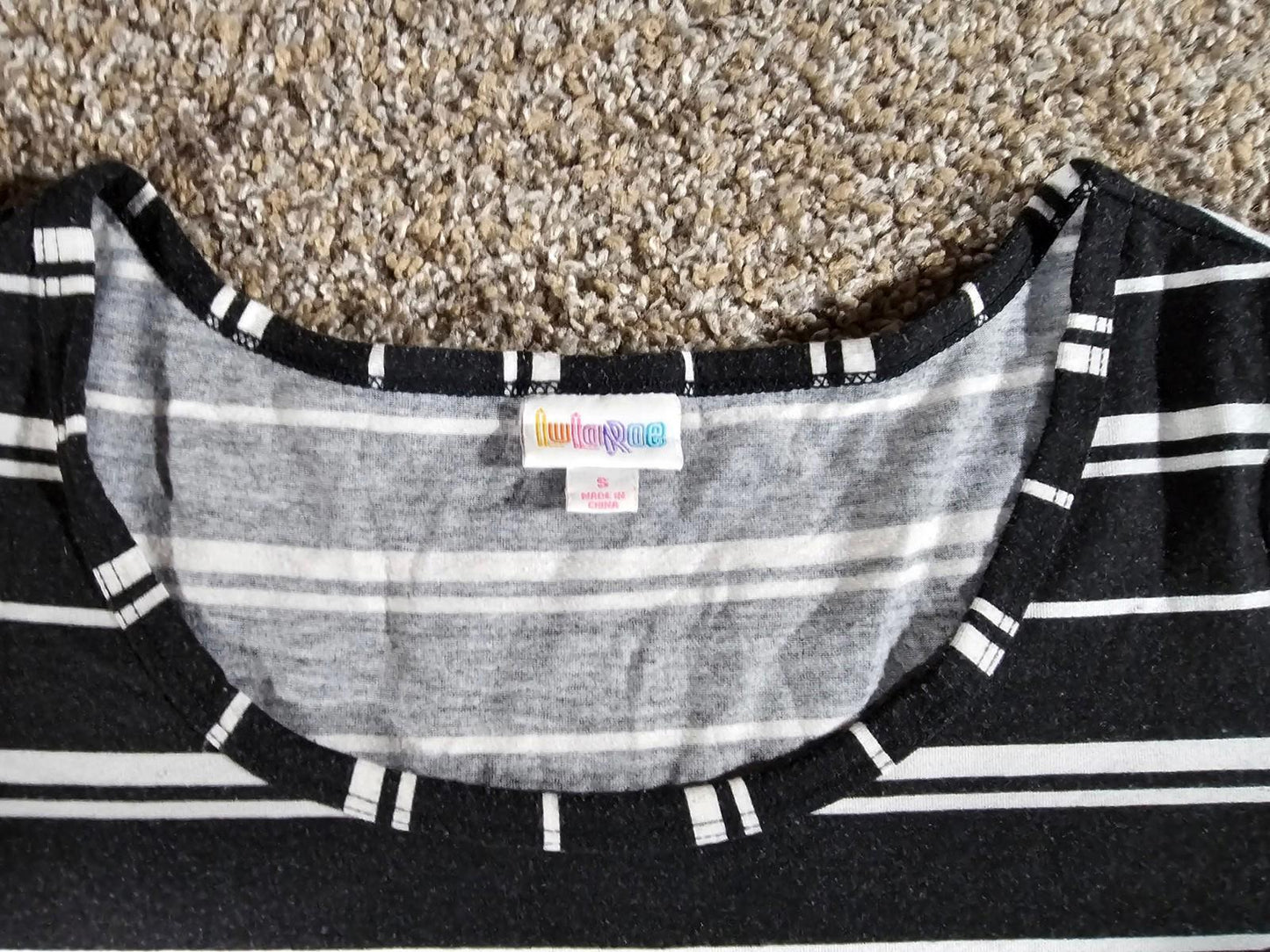 LuLaRoe Black White Stripes Dress Small