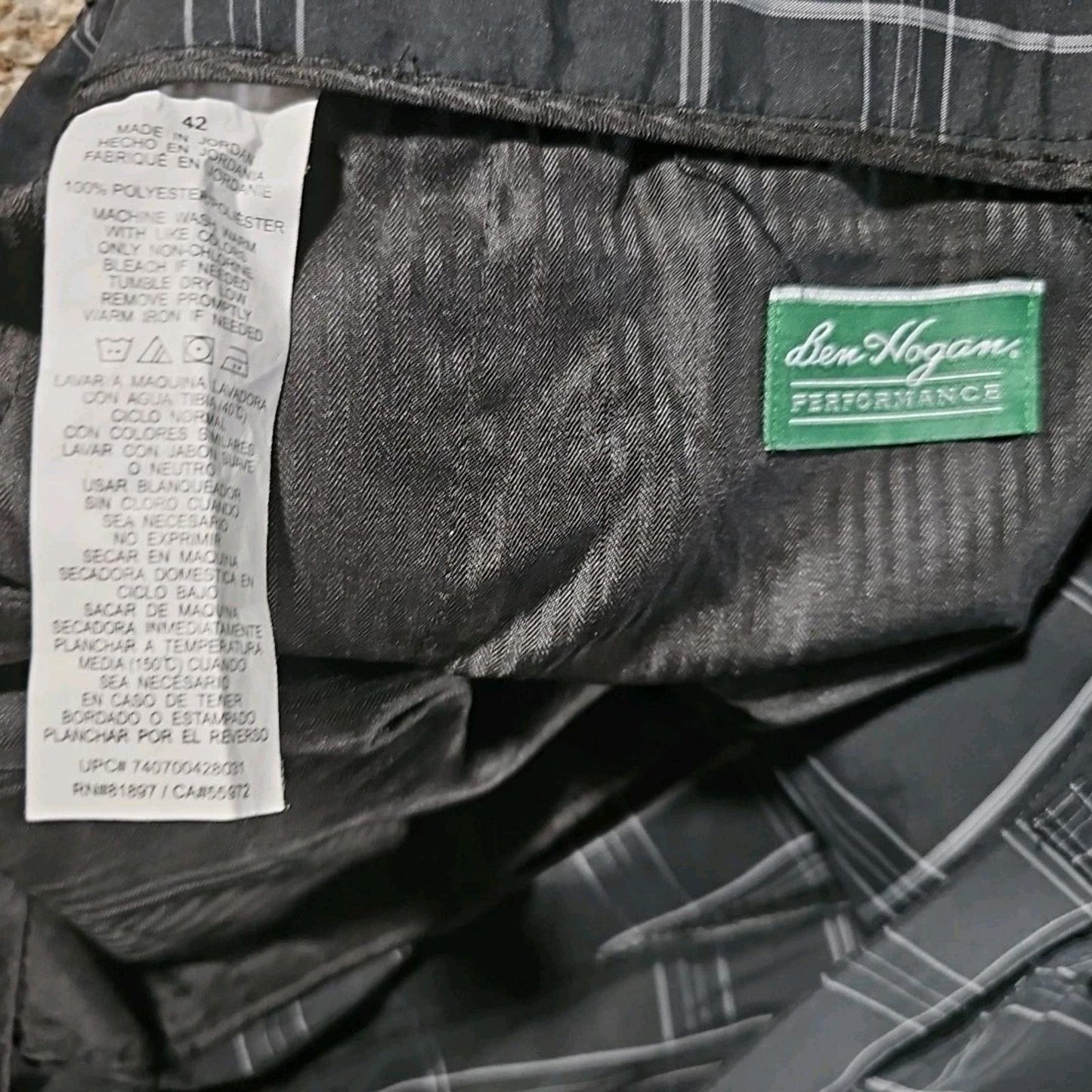 Ben Hogan Performance Black Windowpane 42 Shorts