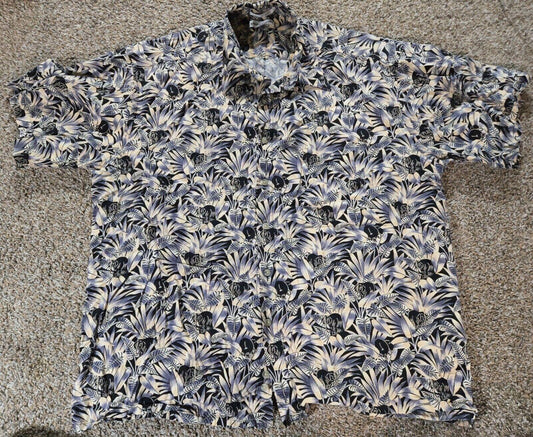 Pierre Cardin Hawaiian Print Button Down Shirt Elephants XL