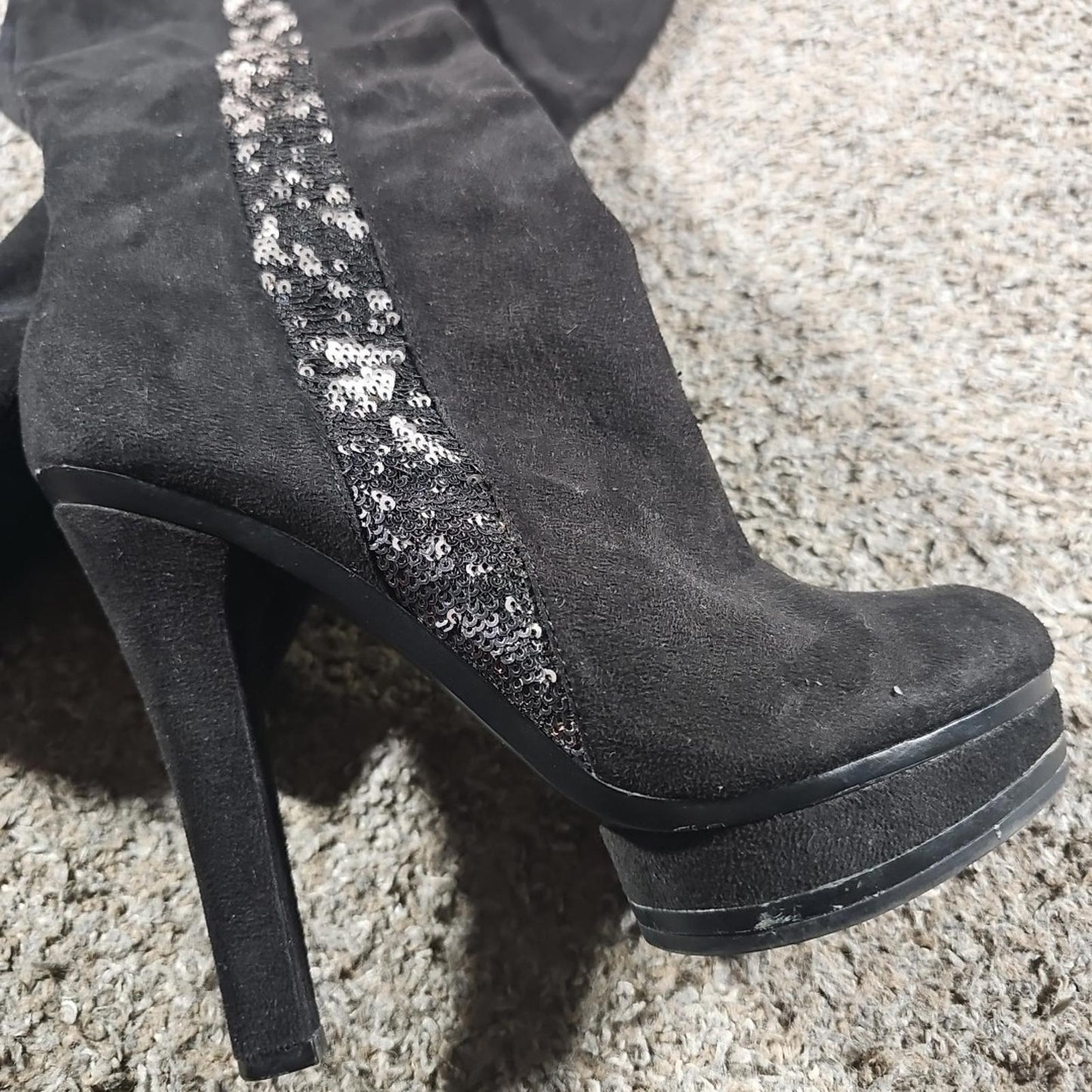 Jennifer Lopez J Malinas Black Sequins Boots 8M