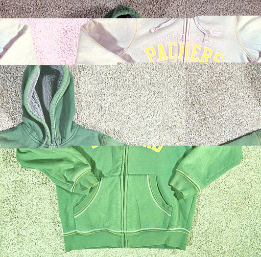 Green Bay Packers women's Lg Fullzip Green Hoodie AGIll