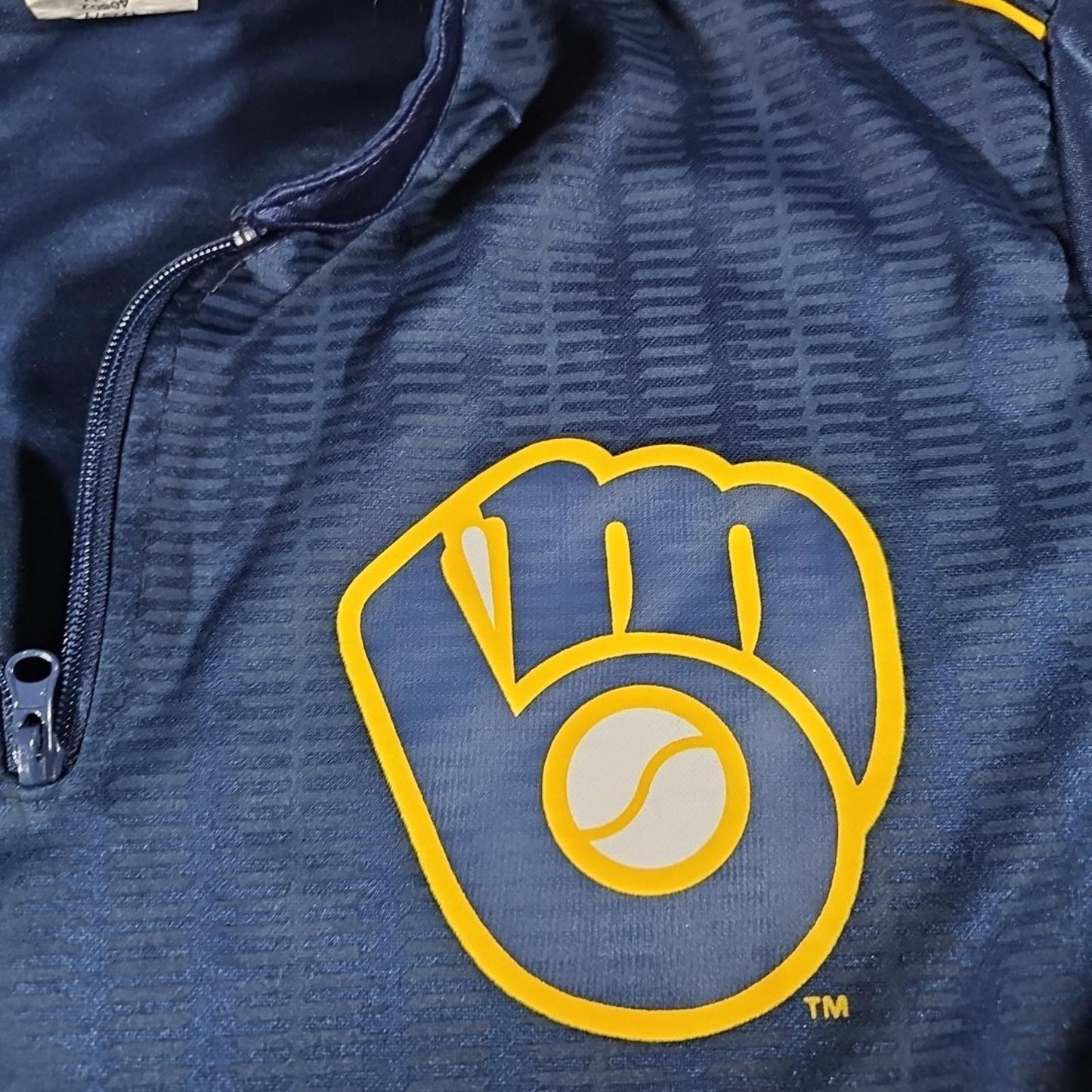 Adult Milwaukee Brewers 1/4 Zip Pullover WarmUp Shirt Blue M
