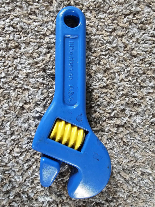 Vintage Blue and Yellow Toy Wrench Little Tikes 7" USA Made