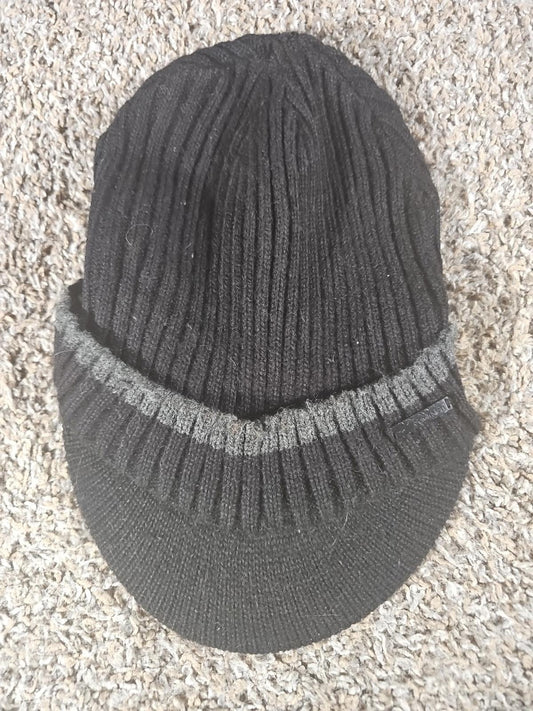 Calvin Klein Knit Black Brimmed Beanie Newsboy Hat Soft