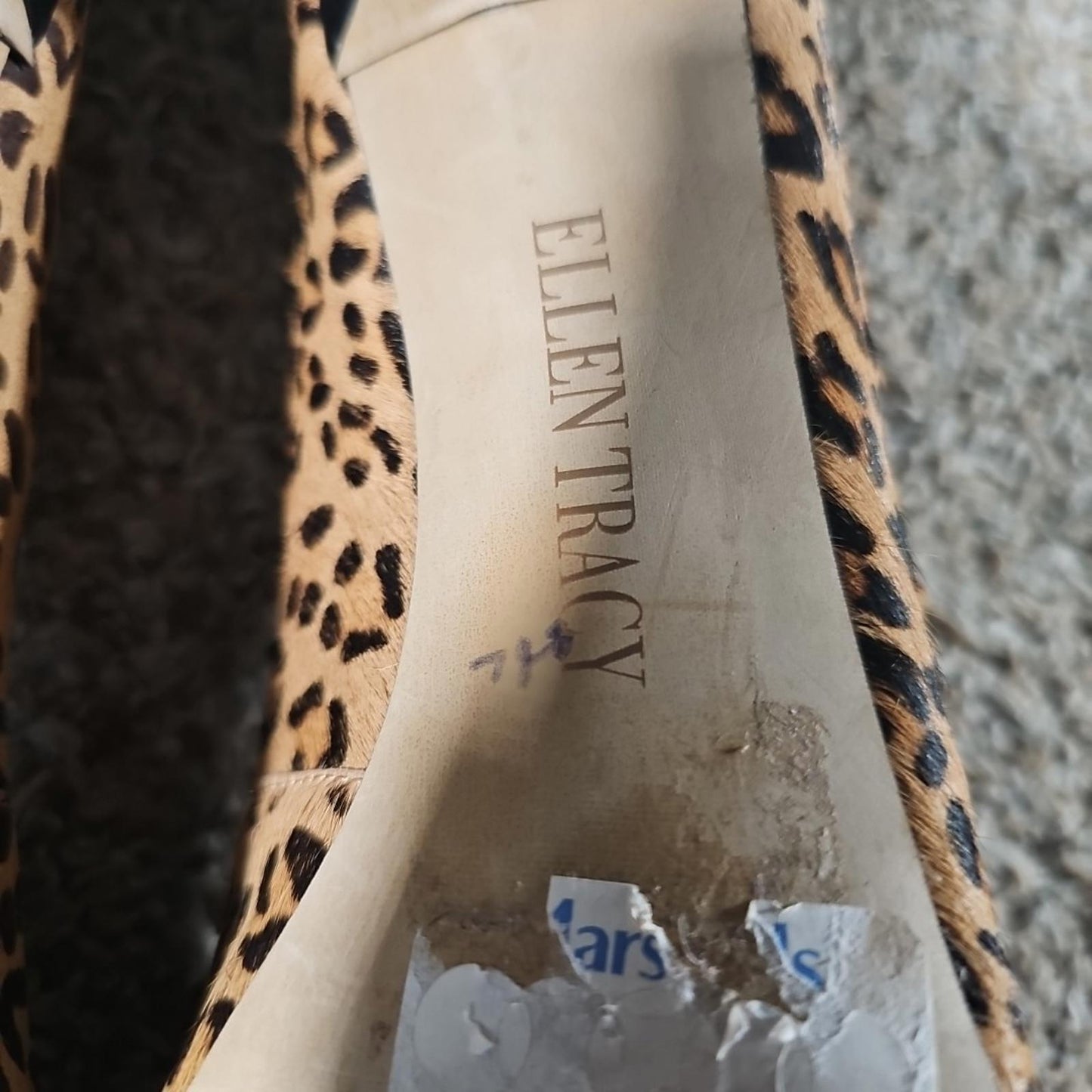 Ellen Tracy Vanna 8M Leopard Print Heels Real Cow Hair