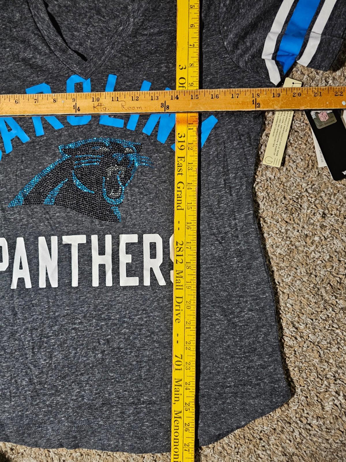 NWT Carolina Panthers NFL Team Apparel Deep Vneck Shirt M