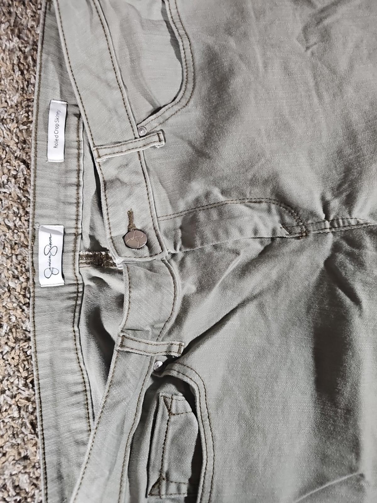 Jessica Simpson Rolled Crop Skinny Green Jeans 14/32
