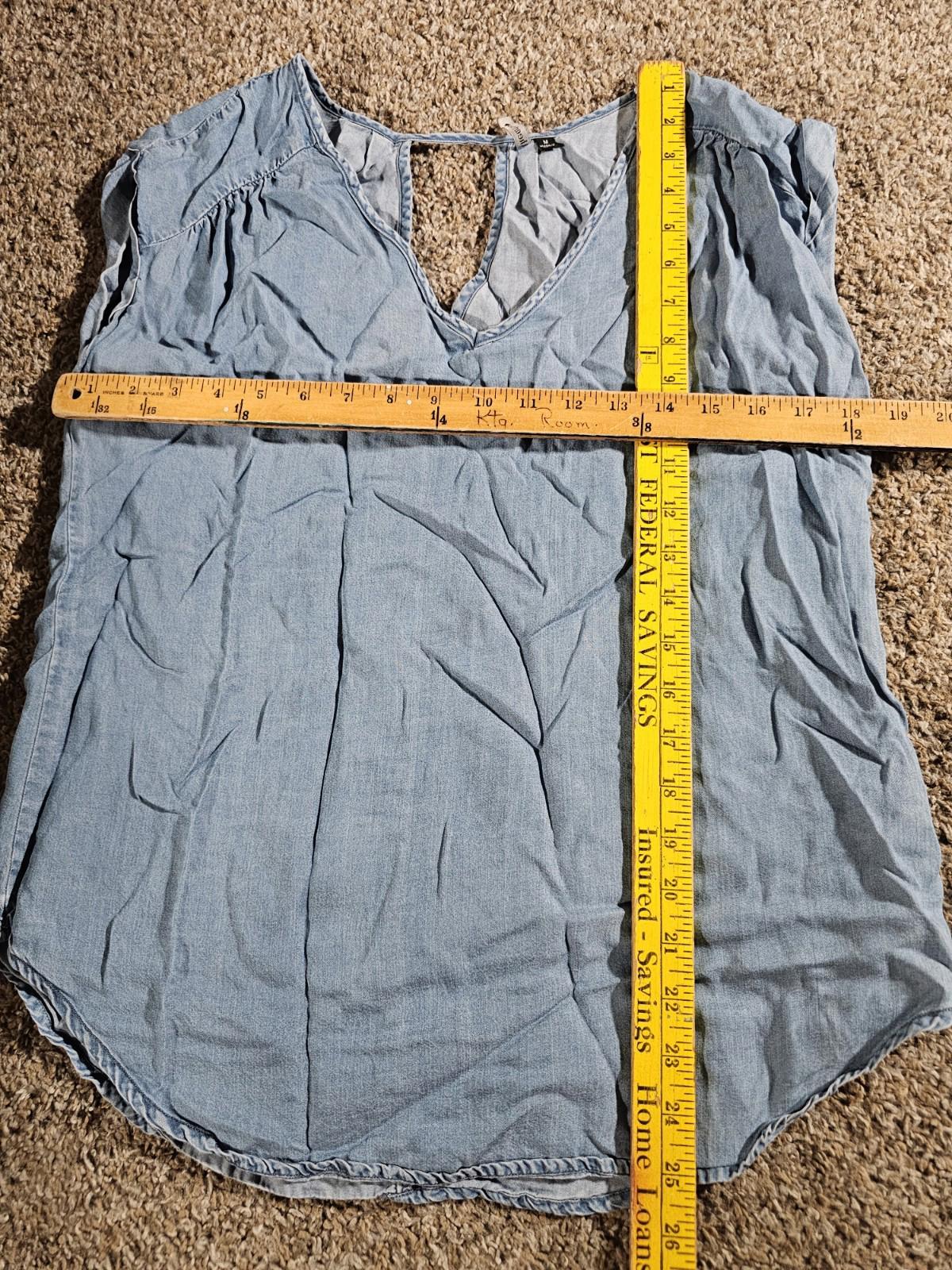 Heart Soul Sleeveless Blue Denim Style M Top