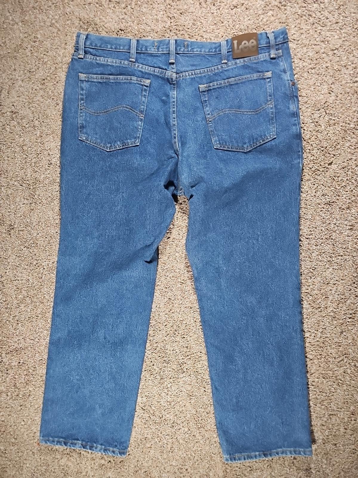 Lee Regular Fit Straight Leg Medium wash Denim Mens Blue Jeans 44x30