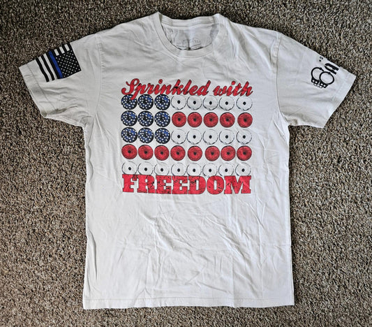 grunt style sprinkled with freedom Police Blue Line Donuts t-shirt MEDIUM