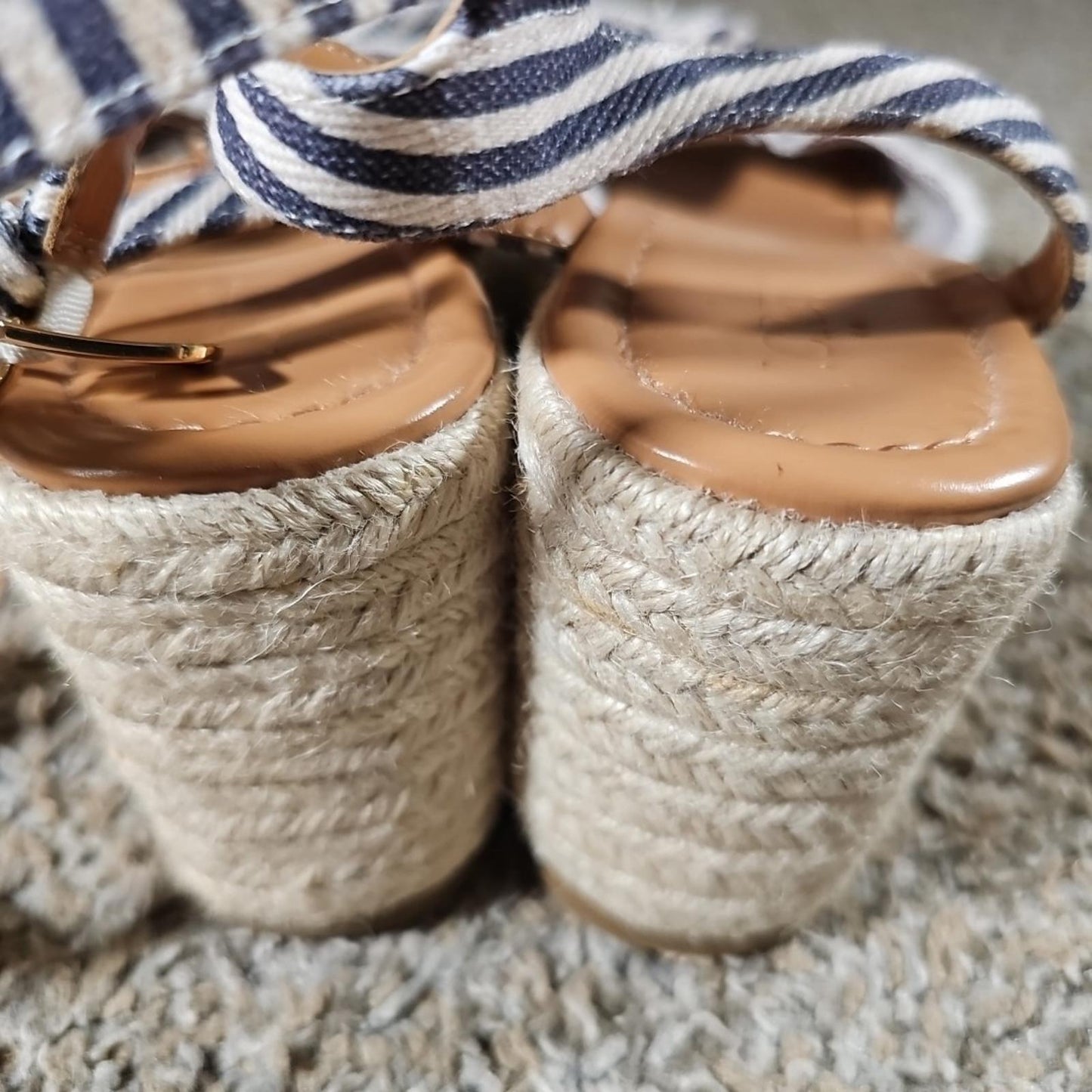 J. Crew Sz 9 Seersucker Dockside Sisal Platform Shoes