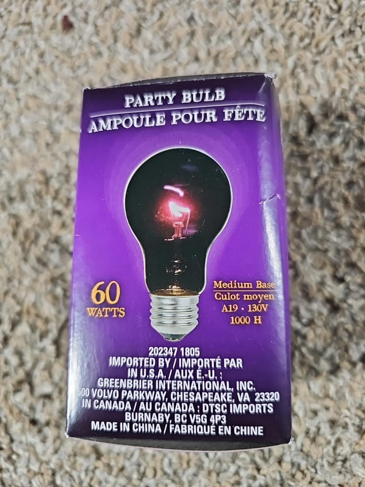 Greenbrier 60 Watts Black Light Party Bulb