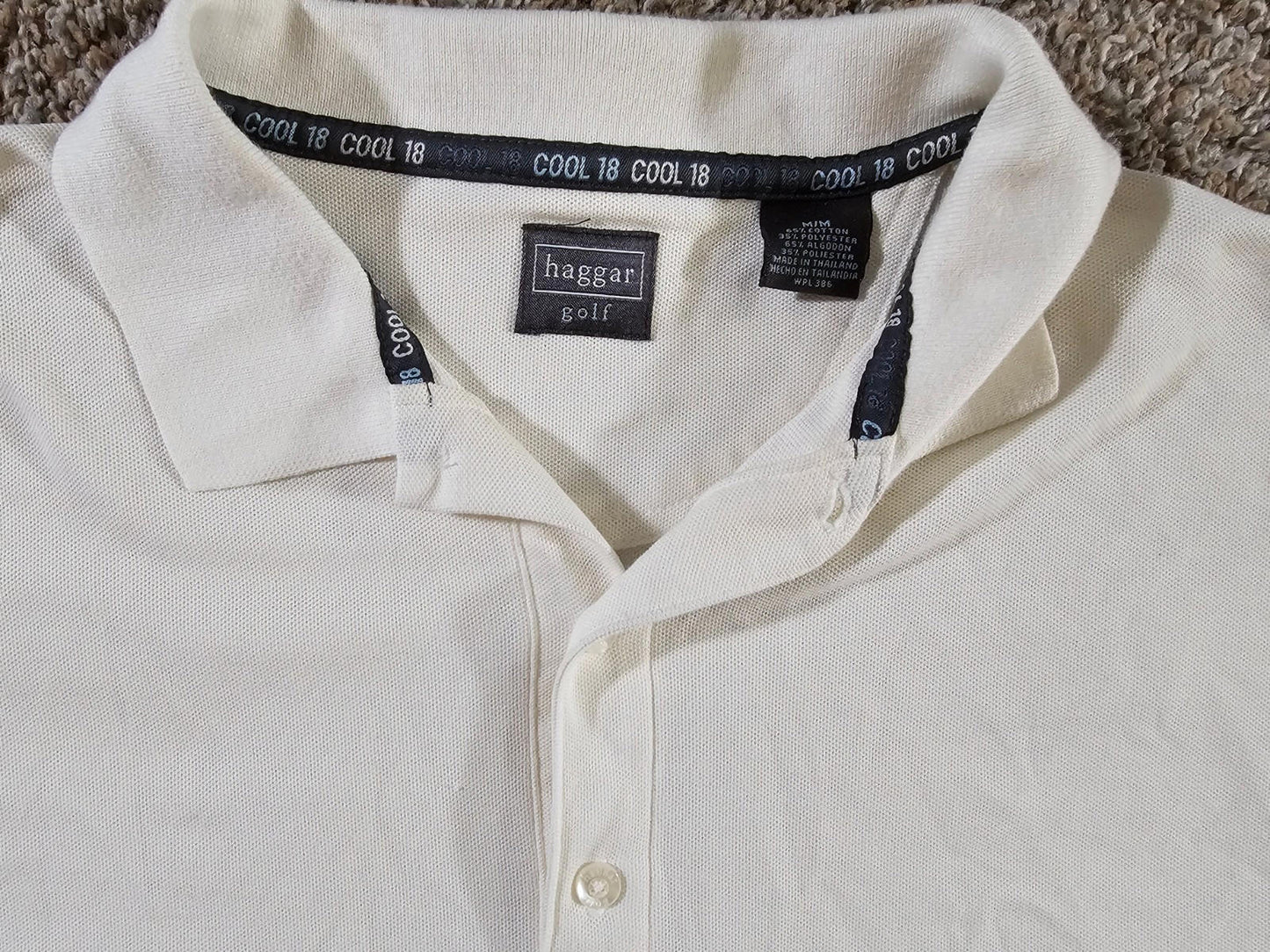 haggar golf cool 18 pro polo cream white Medium - Stains