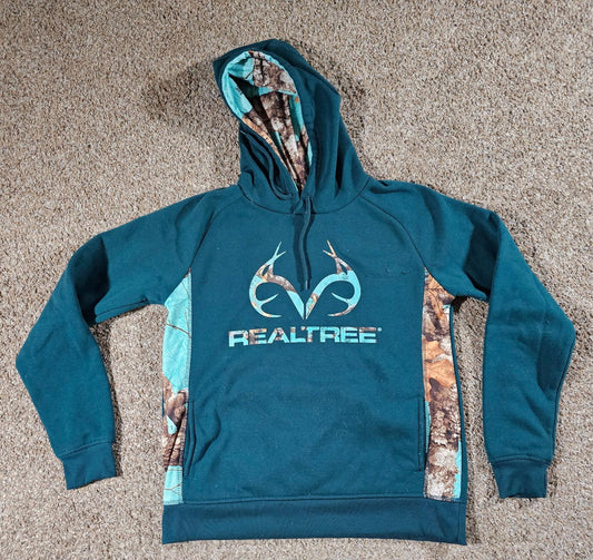 Realtree Hoodie Mens S Blue Green Camo  Sweatshirt Outdoor