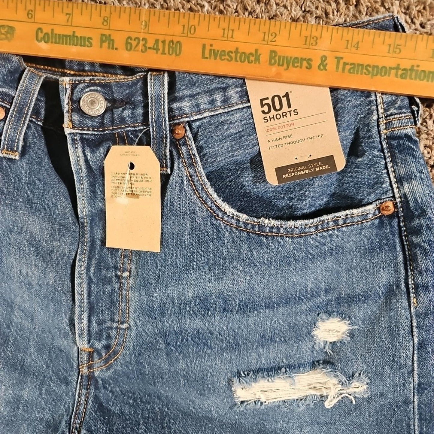 NWT Levis 501 Denim Cutoff Shorts Sz 30