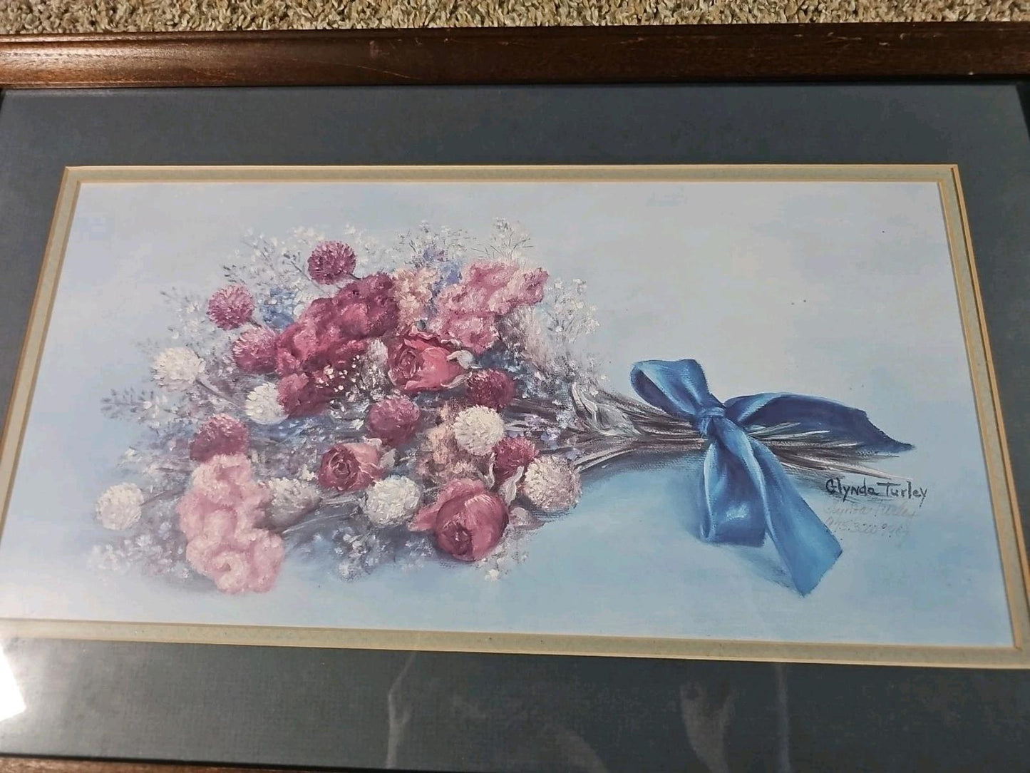Framed Glynda Turley “Blue Bouquet” 975/3000 1987 Signed & Numbered Floral Print