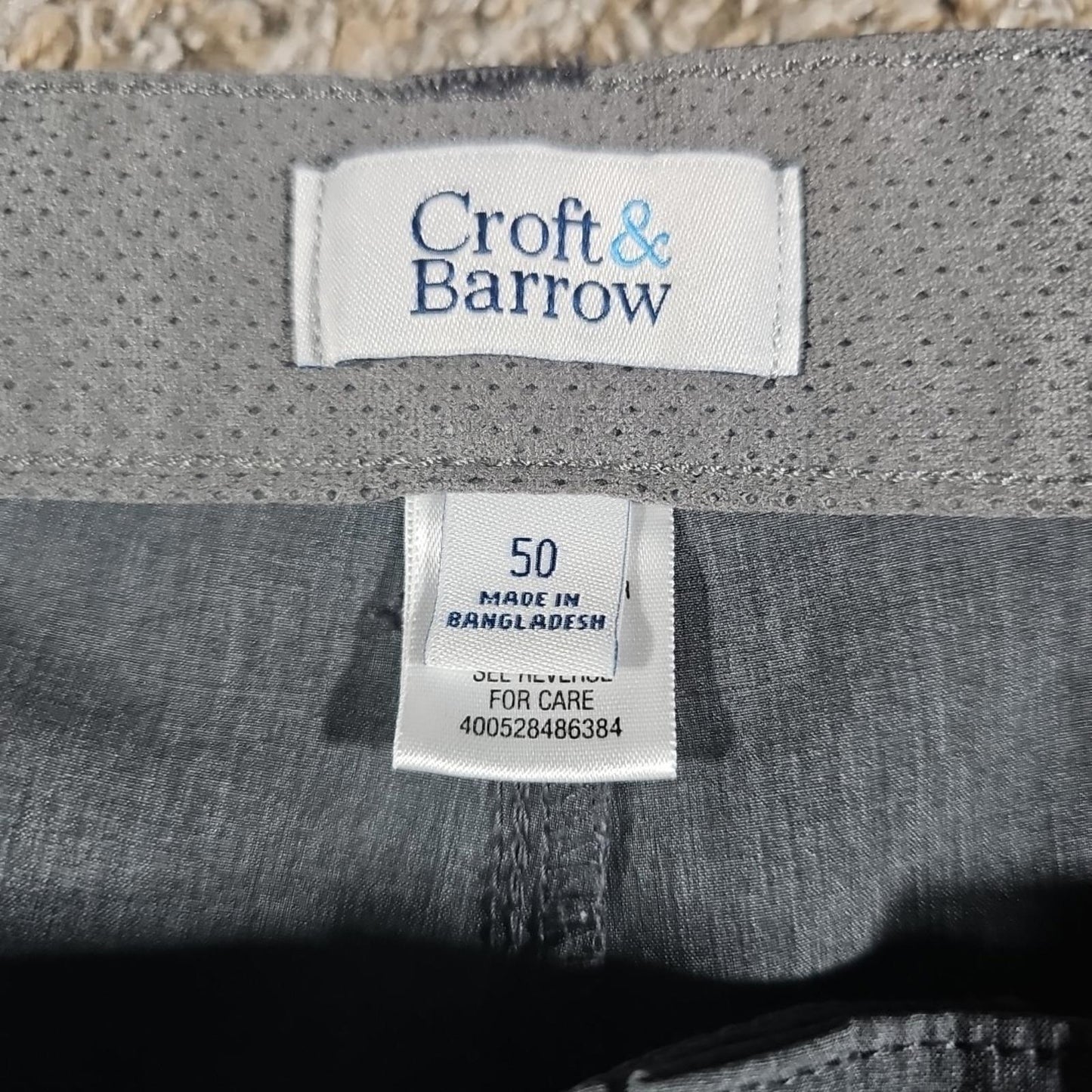 Croft & Barrow Relaxed Stretch Gray Belted Cargo Hiking Shorts Sz 50