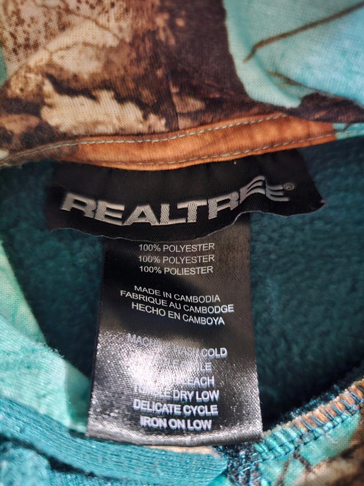 Realtree Hoodie Mens S Blue Green Camo  Sweatshirt Outdoor