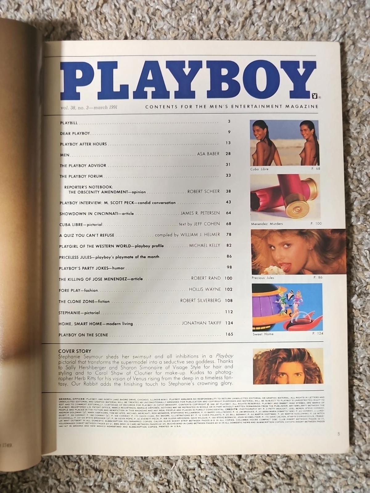 PLAYBOY MAGAZINE MARCH 1991, STEPHANIE SEYMOUR, MADONNA, SCOTT PECK