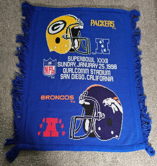 3 Strikes Packers Broncos super bowl 32 tapestry throw