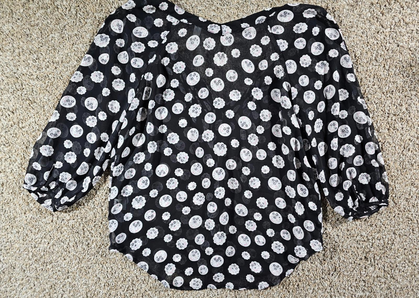 Lauren Conrad Floral Black Sheer Top