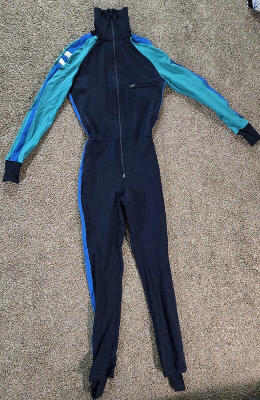 Vintage Odlo Ski Suit Navy Teal Blue White Mens Medium 50