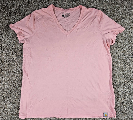 Carhartt Relax Fit Lightweight V Neck Pink T-shirt L 12-14